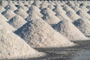 Salt in salt farm ready for harvest,